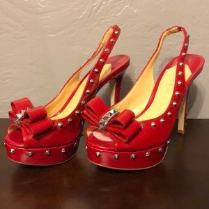 Gianni Bini Red patent leather studded heels